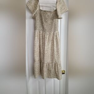 Gap Factory Smocked Squareneck Midi Dress Medium Ankle Length